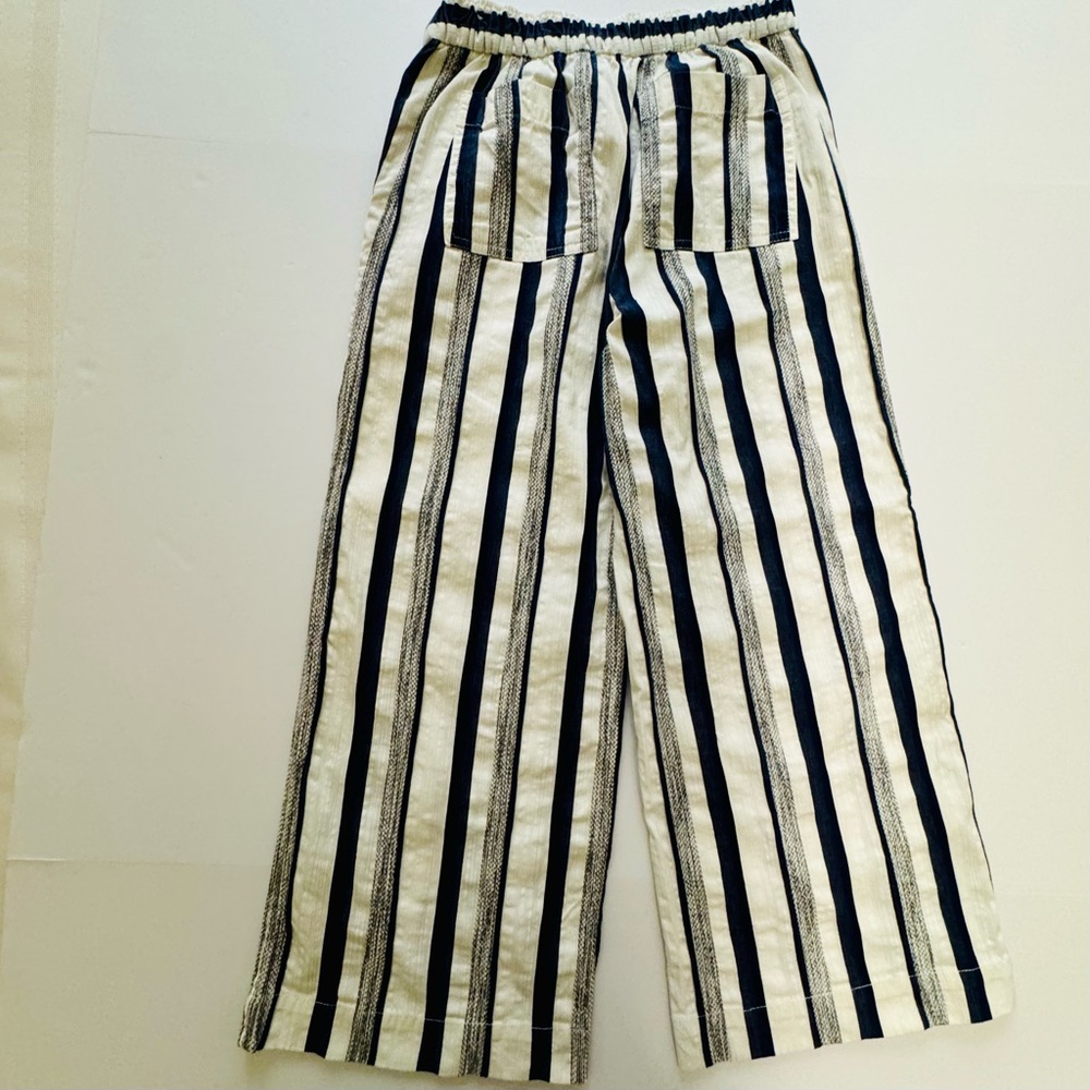LOFT Outlet Navy White Striped Wide Leg Crop Pants Small - Picture 4 of 15